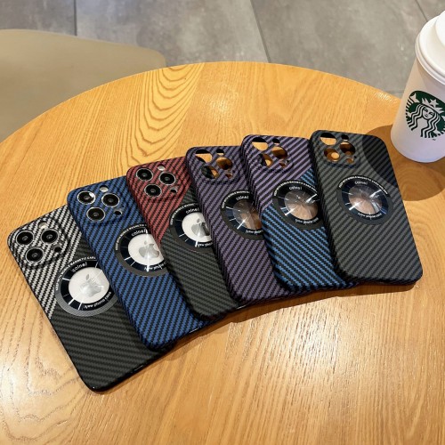 Dual-color Carbon Fiber Leak-proof Magnetic Wireless Charging Phone Case For iPhone